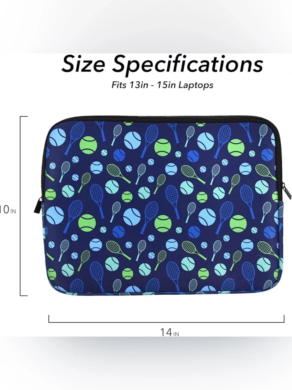 Tennis Pattern Laptop Sleeve Case for 13-15 In Comp. with Tablet,notebook NEW
